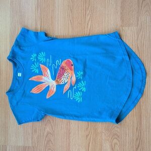 Tea Collection Blue Tee with Orange Koi Fish Design